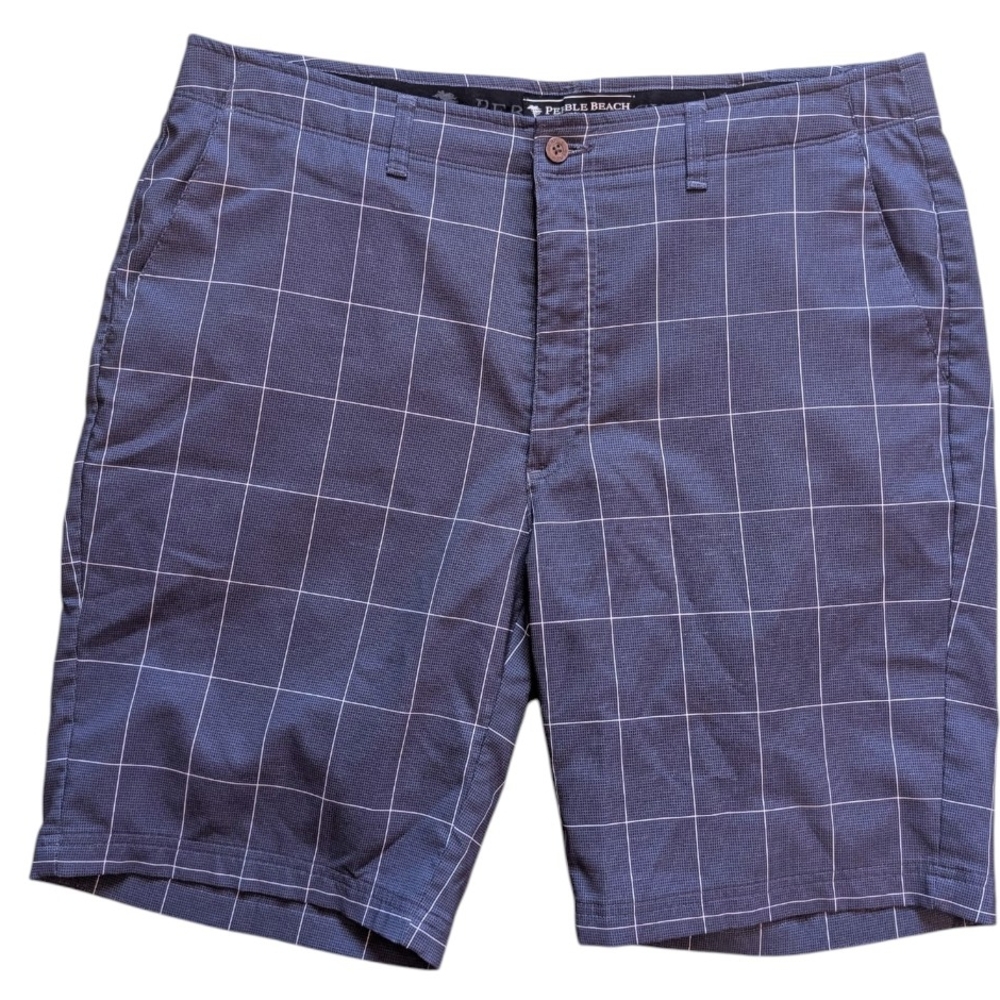 Pebble Beach Blue Grid Pattern Shorts